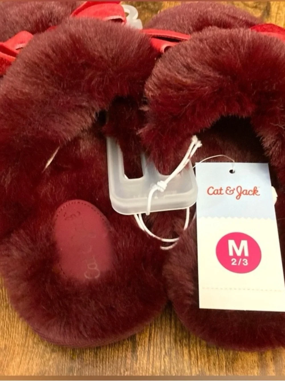 Kids' Scuff Slippers - Cat & Jack™ Red Girls  Medium Size 2/3  New